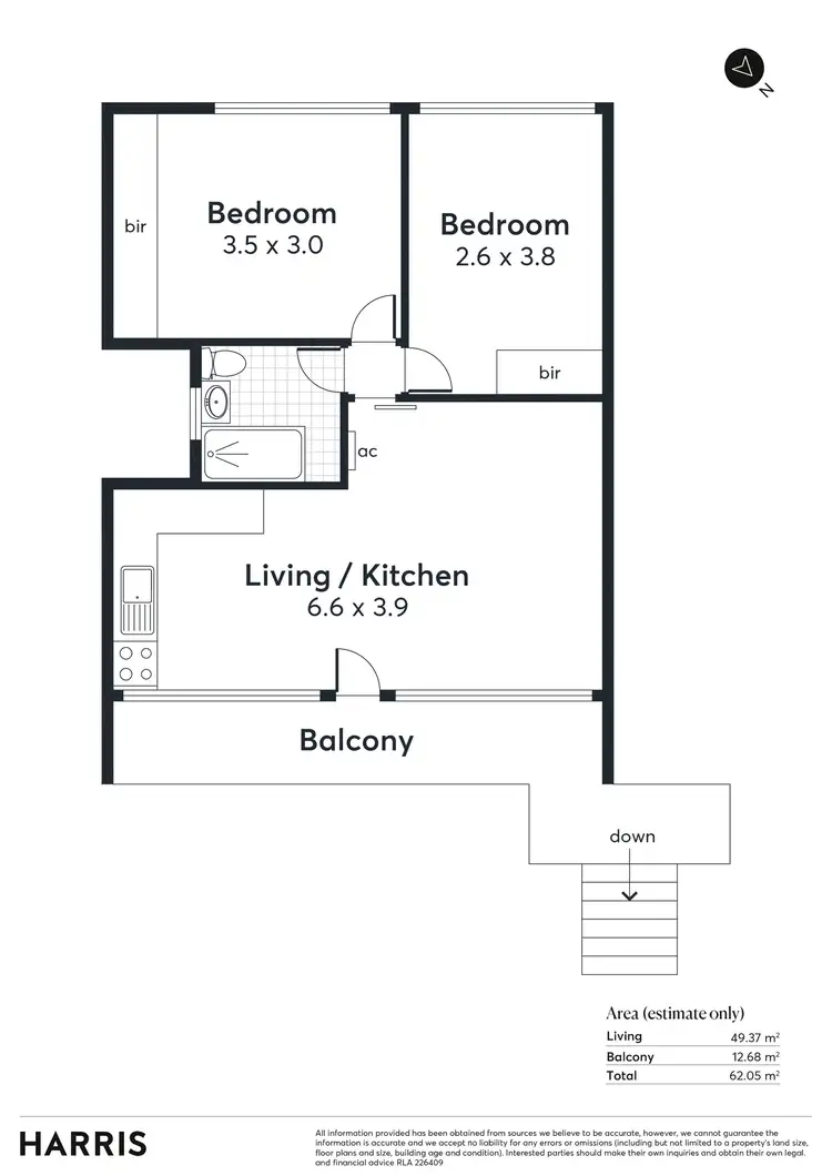 Floorplan of Homely unit listing, 8/2 Crosby Street, South Brighton SA 5048