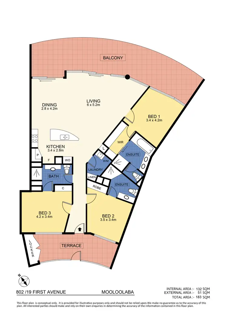 Floorplan of Homely unit listing, 802/19 First Avenue, Mooloolaba QLD 4557