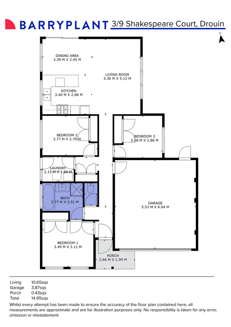 Floorplan of Homely unit listing, 3/9 Shakespeare Court, Drouin VIC 3818