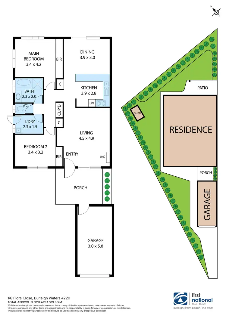 Floorplan of Homely semi-detached listing, 1/8 Flora Close, Burleigh Waters QLD 4220
