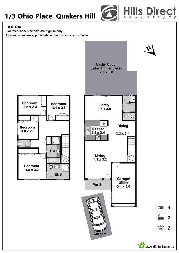 Floorplan of Homely semi-detached listing, 1/3 Ohio Place, Quakers Hill NSW 2763