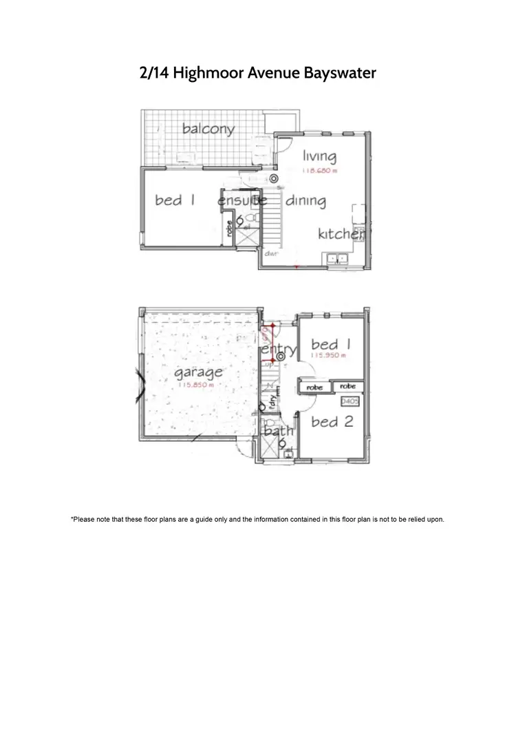 Floorplan of Homely townhouse listing, 2/14 Highmoor Avenue, Bayswater VIC 3153