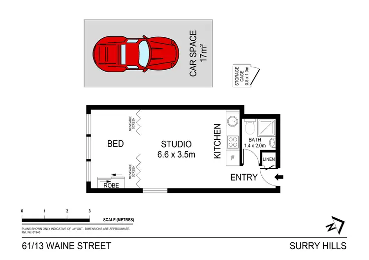Floorplan of Homely studio listing, 61/13 Waine Street, Surry Hills NSW 2010