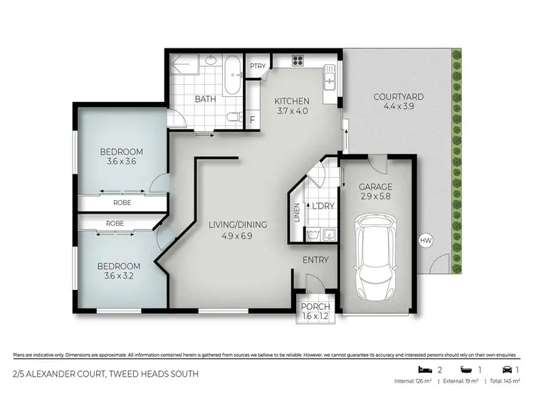 Floorplan of Homely semi-detached listing, 2/5 Alexander Court, Tweed Heads South NSW 2486