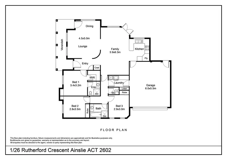 Floorplan of Homely semi-detached listing, 1/26 Rutherford Crescent, Ainslie ACT 2602