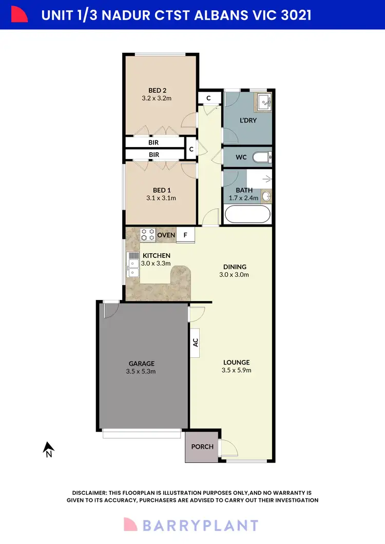 Floorplan of Homely unit listing, 1/3 Nadur Court, St Albans VIC 3021