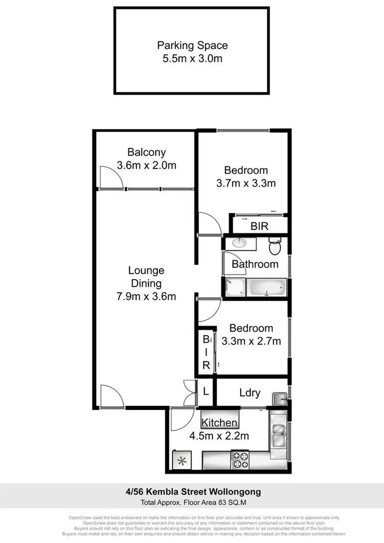 Floorplan of Homely unit listing, 4/56 Kembla Street, Wollongong NSW 2500