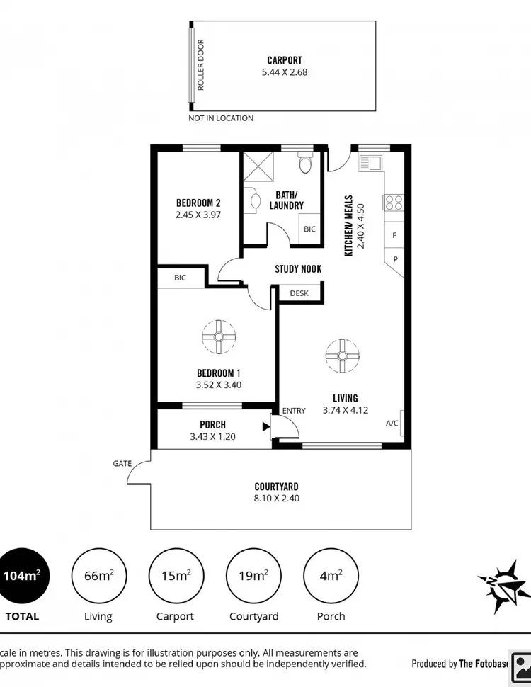 Floorplan of Homely unit listing, 1/78 Bower Road, Semaphore Park SA 5019