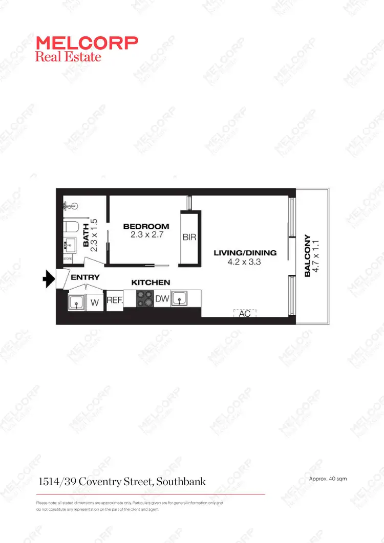 Floorplan of Homely apartment listing, 1514/39 Coventry Street, Southbank VIC 3006
