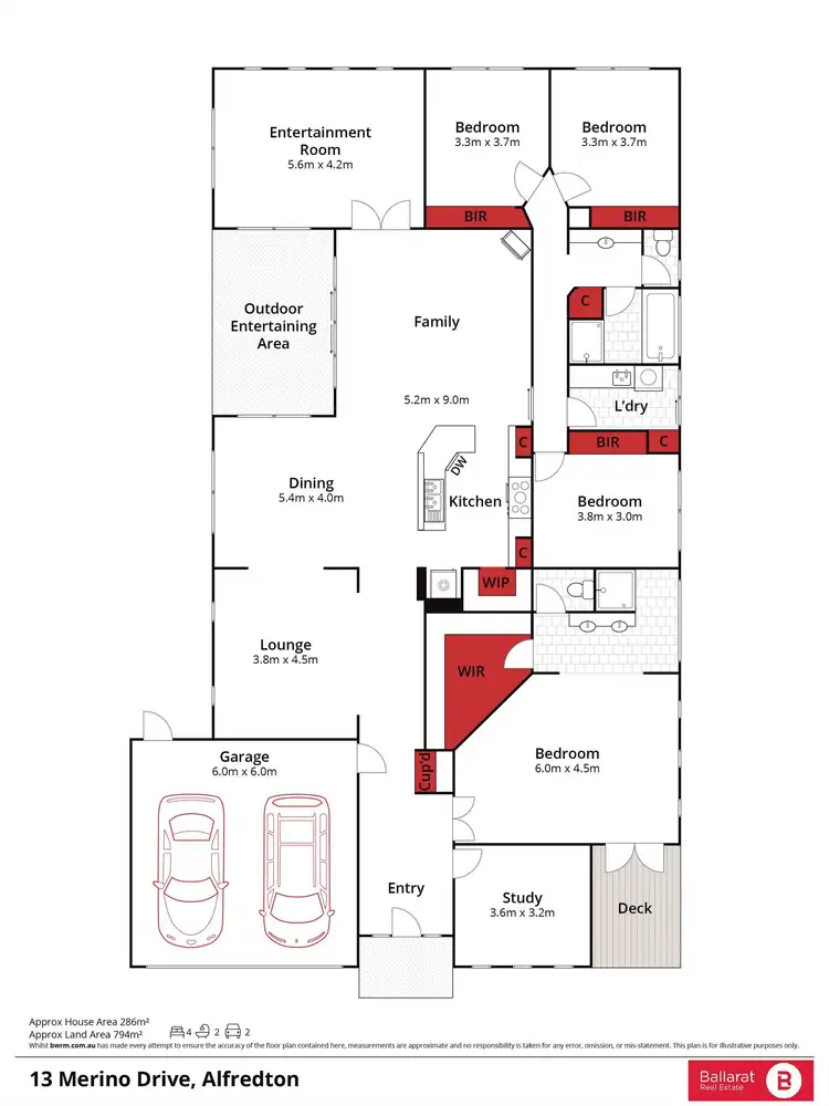 Floorplan of Homely house listing, 13 Merino Drive, Alfredton VIC 3350