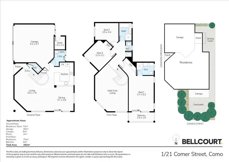 Floorplan of Homely townhouse listing, 1/21 Comer Street, Como WA 6152