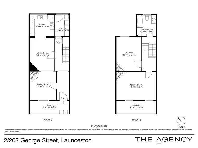 Floorplan of Homely townhouse listing, 2/203 George Street, Launceston TAS 7250
