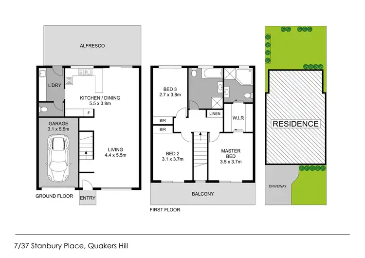 Floorplan of Homely townhouse listing, 7/37 Stanbury Place, Quakers Hill NSW 2763