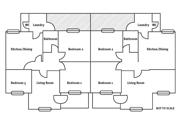 Floorplan of Homely semi-detached listing, 3-5 Sutcliffe Street, Whyalla Stuart SA 5608