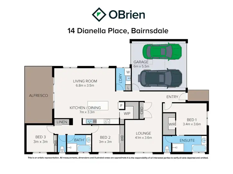 Floorplan of Homely house listing, 14 Dianella Place, Bairnsdale VIC 3875