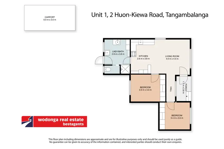 Floorplan of Homely unit listing, 1/2 Huon-Kiewa Road, Tangambalanga VIC 3691
