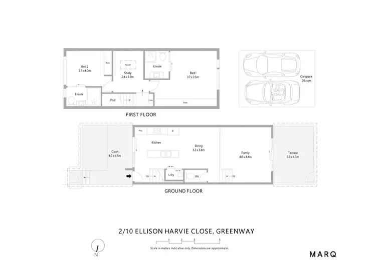 Floorplan of Homely townhouse listing, 2/10 Ellison Harvie Close, Greenway ACT 2900