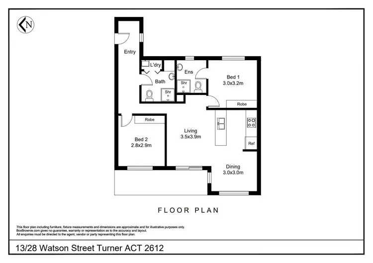 Floorplan of Homely apartment listing, 13/28 Watson Street, Turner ACT 2612
