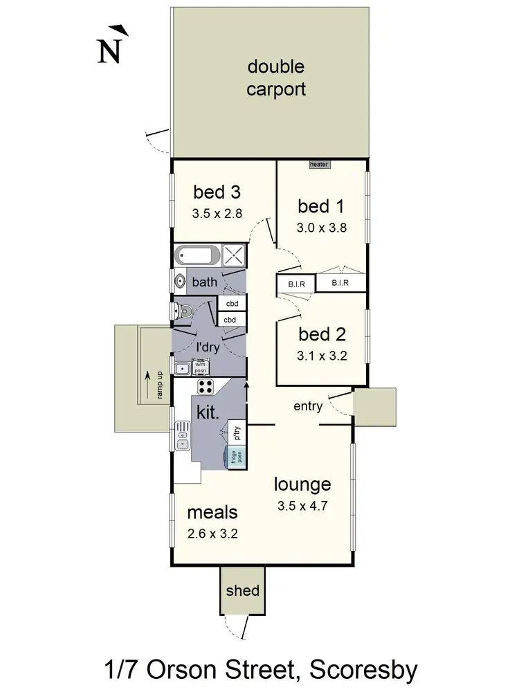 Floorplan of Homely unit listing, 1/7 Orson Street, Scoresby VIC 3179