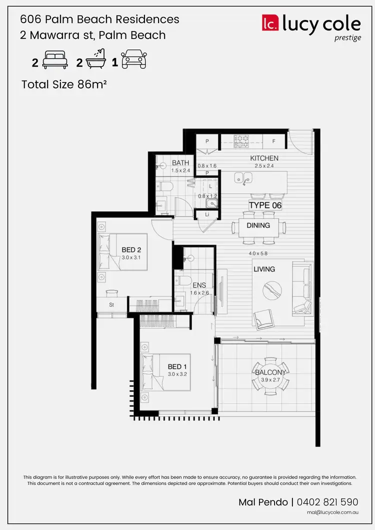 Floorplan of Homely apartment listing, 606/2 Mawarra Street, Palm Beach QLD 4221