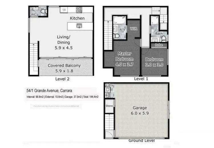 Floorplan of Homely townhouse listing, 54/1 Grande Avenue, Carrara QLD 4211