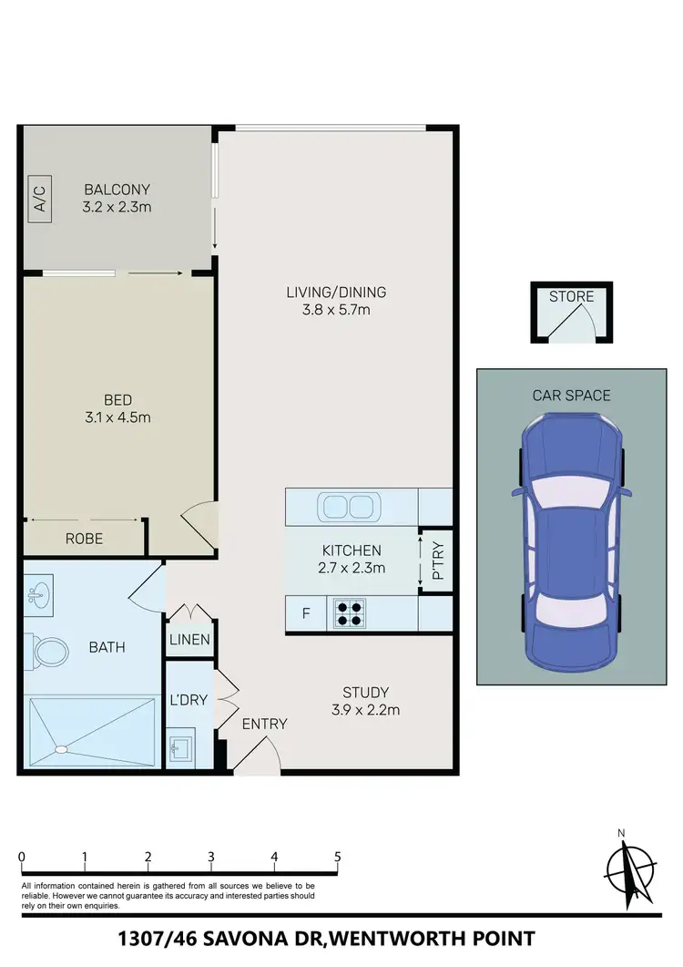 Floorplan of Homely apartment listing, 1307/46 Savona Drive, Wentworth Point NSW 2127
