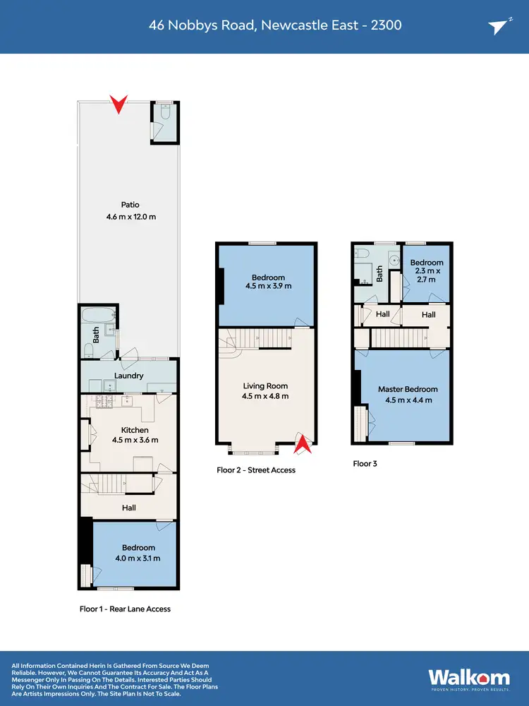 Floorplan of Homely terrace listing, 46 Nobbys Road, Newcastle East NSW 2300