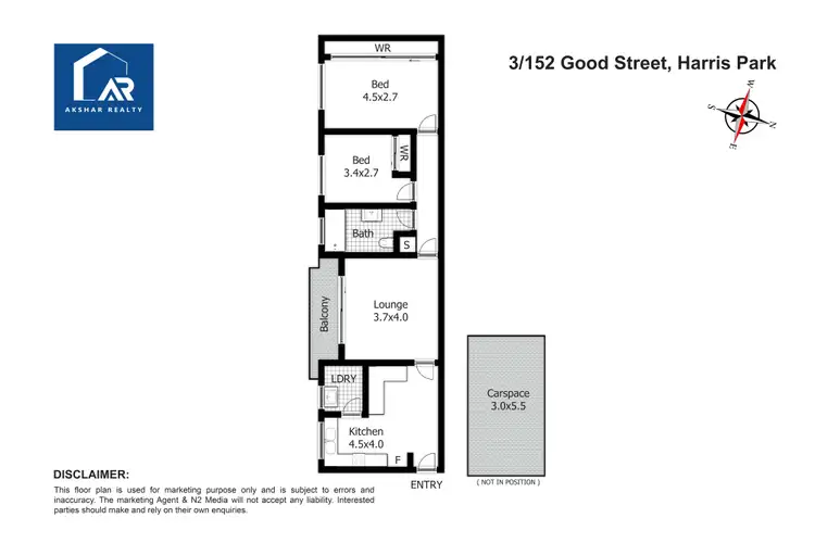 Floorplan of Homely unit listing, 3/152 Good Street, Harris Park NSW 2150