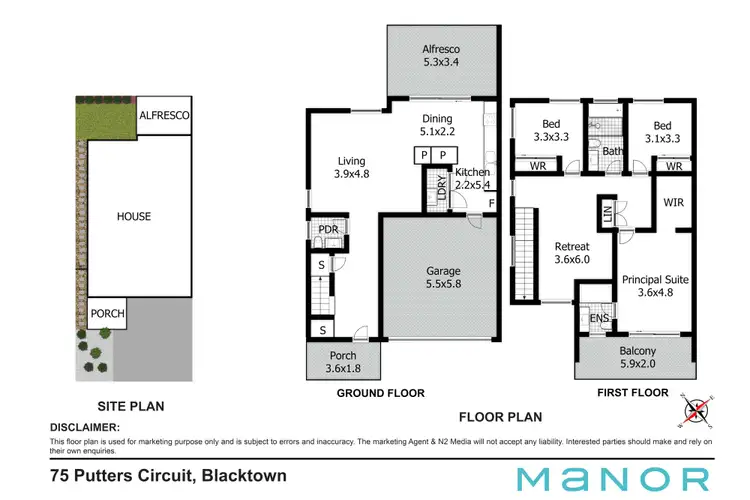 Floorplan of Homely semi-detached listing, 75 Putters Circuit, Blacktown NSW 2148