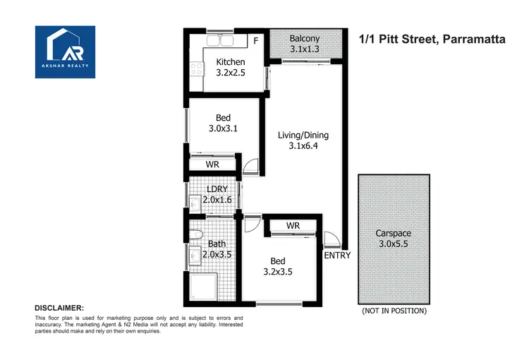 Floorplan of Homely unit listing, 1/1 Pitt Street, Parramatta NSW 2150