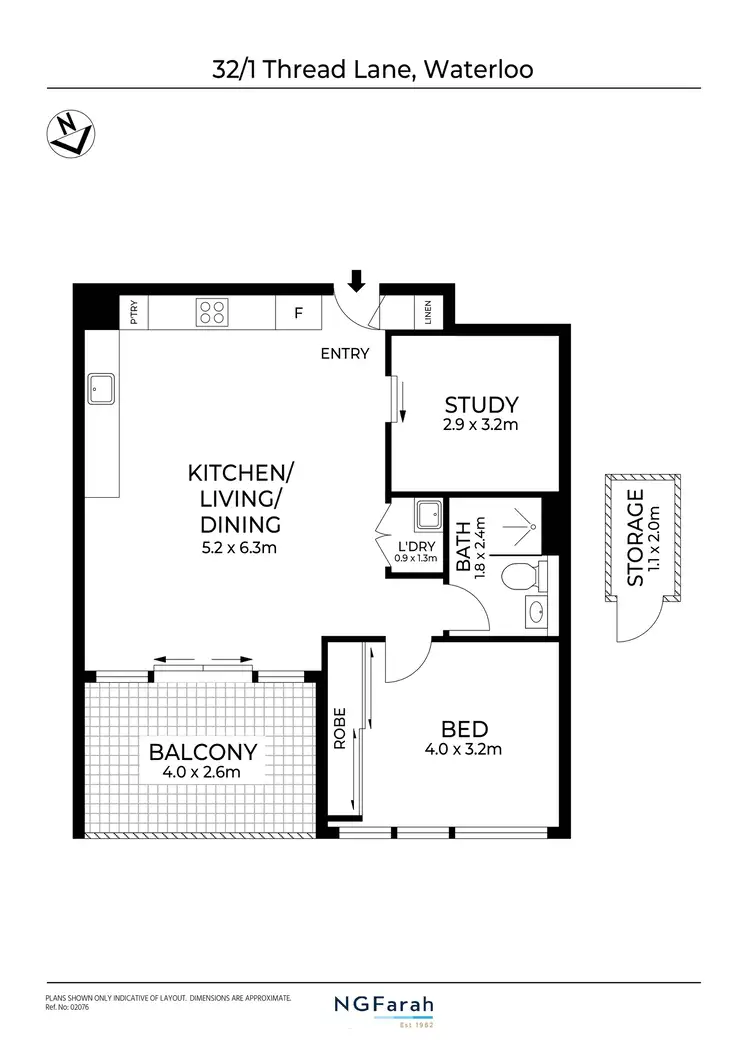 Floorplan of Homely apartment listing, 32/1 Thread Lane, Waterloo NSW 2017