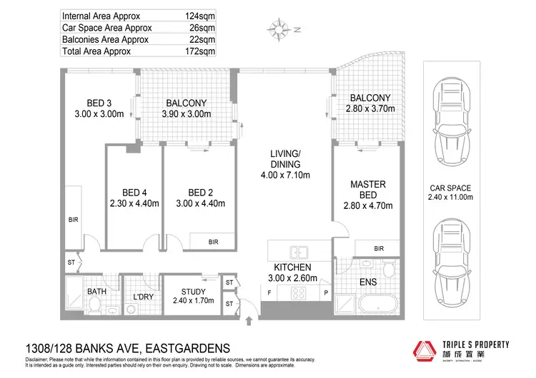 Floorplan of Homely apartment listing, 1308/128 Banks Avenue, Eastgardens NSW 2036