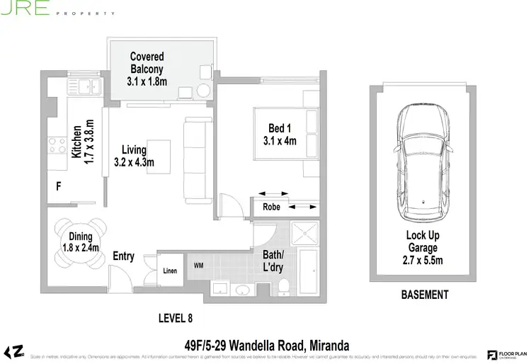 Floorplan of Homely unit listing, 49F/5-29 Wandella Road, Miranda NSW 2228