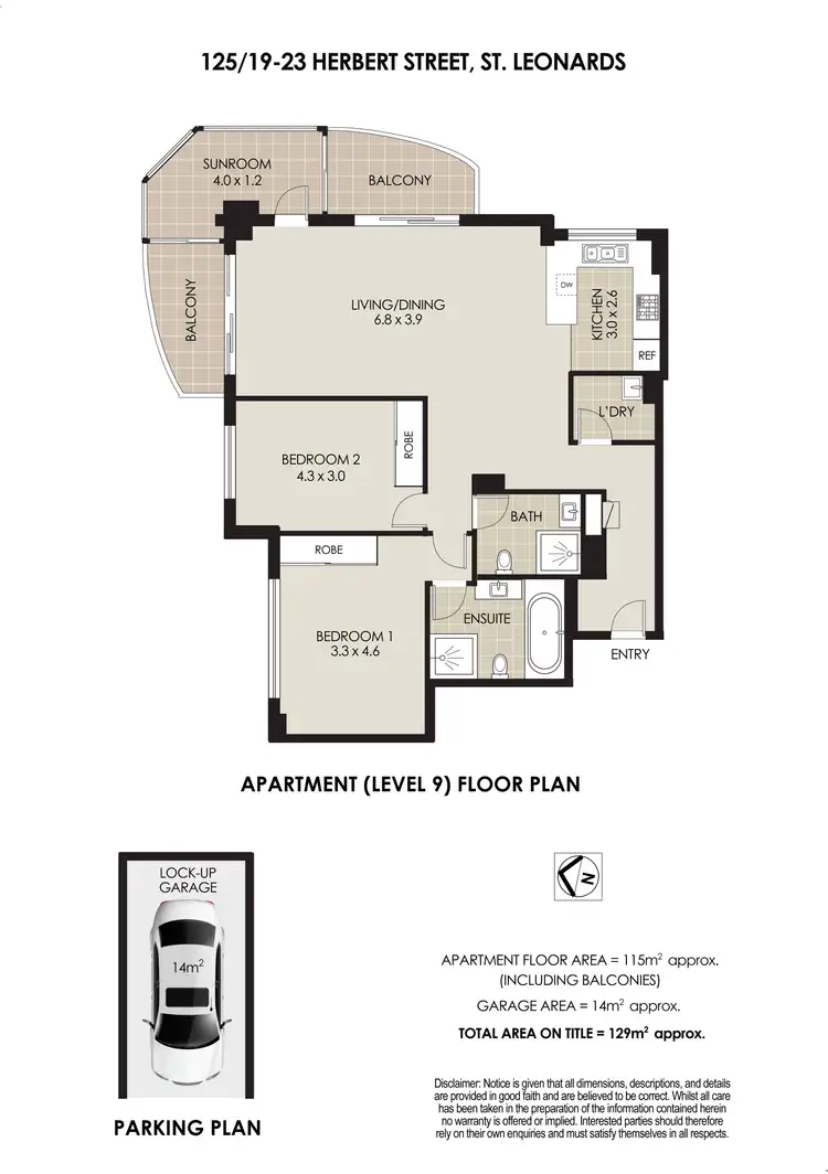 Floorplan of Homely apartment listing, 125/19-23 Herbert Street, St Leonards NSW 2065