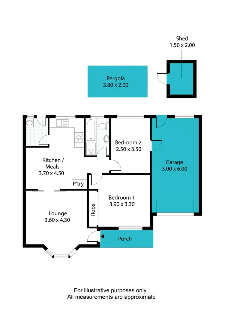 Floorplan of Homely unit listing, 2/76 Melville Street, South Plympton SA 5038