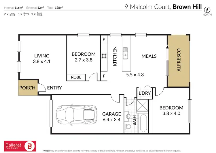 Floorplan of Homely townhouse listing, 9 Malcolm Court, Brown Hill VIC 3350