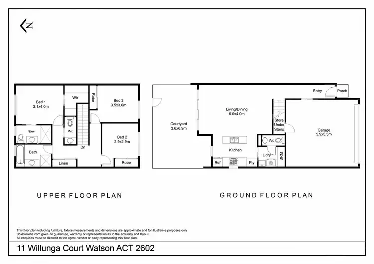 Floorplan of Homely townhouse listing, 11 Willunga Court, Watson ACT 2602
