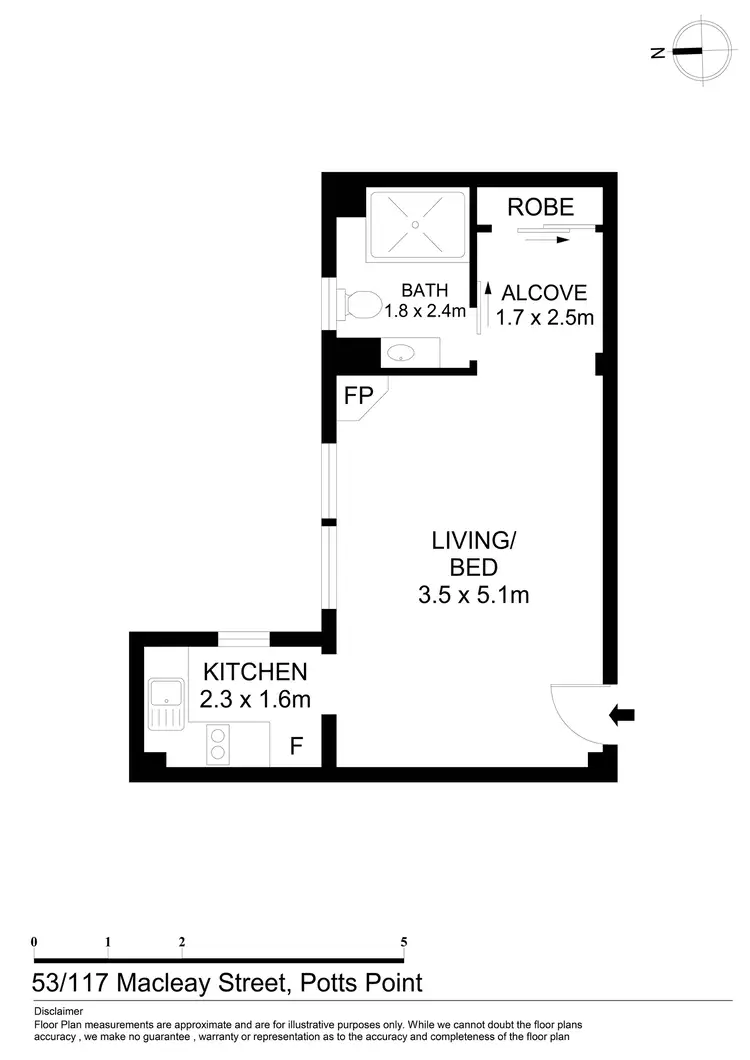 Floorplan of Homely studio listing, 53/117 Macleay Street, Potts Point NSW 2011