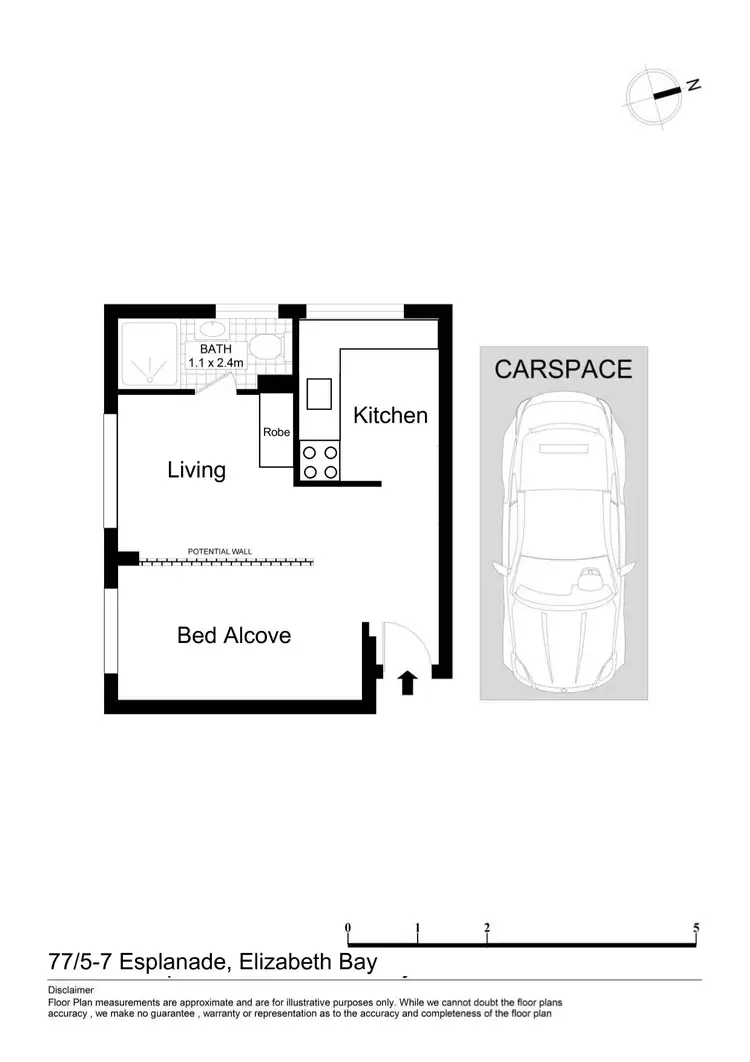 Floorplan of Homely studio listing, 77/5-7 Esplanade, Elizabeth Bay NSW 2011