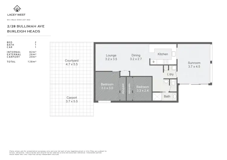 Floorplan of Homely semi-detached listing, 2/28 Bullimah Avenue, Burleigh Heads QLD 4220