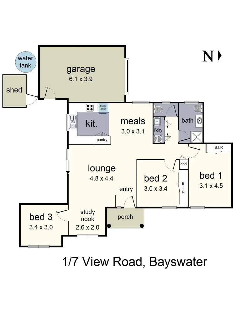 Floorplan of Homely unit listing, 1/7 View Road, Bayswater VIC 3153