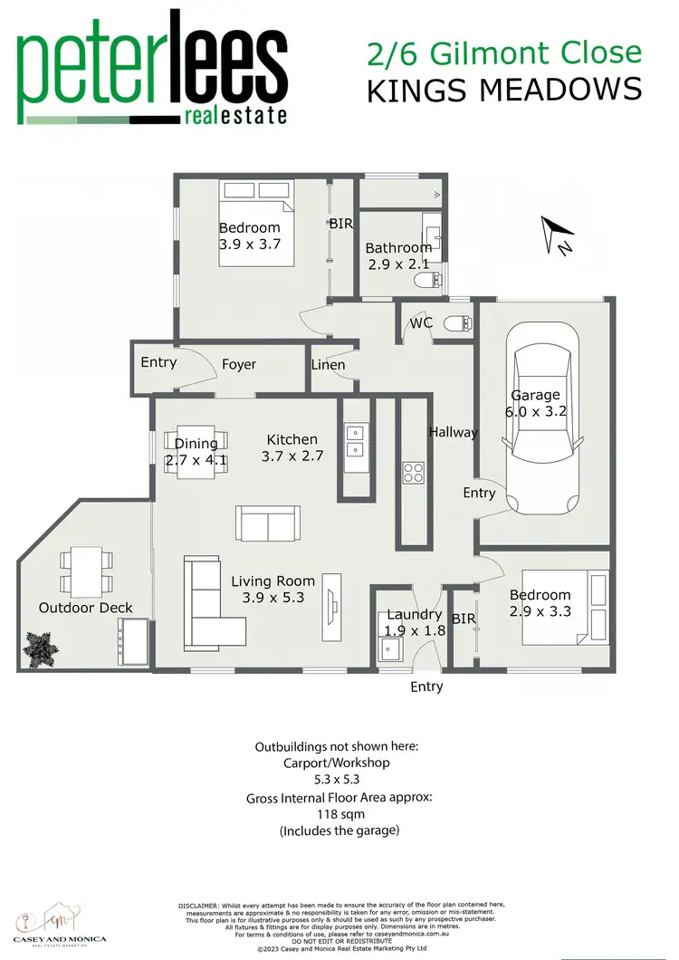 Floorplan of Homely unit listing, 2/6 Gilmont Close, Kings Meadows TAS 7249