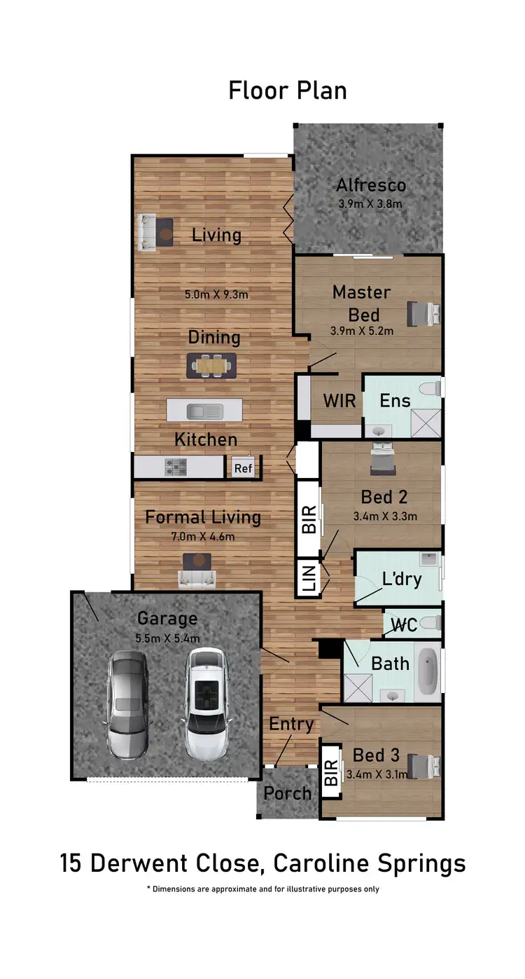 Floorplan of Homely house listing, 15 Derwent Close, Caroline Springs VIC 3023