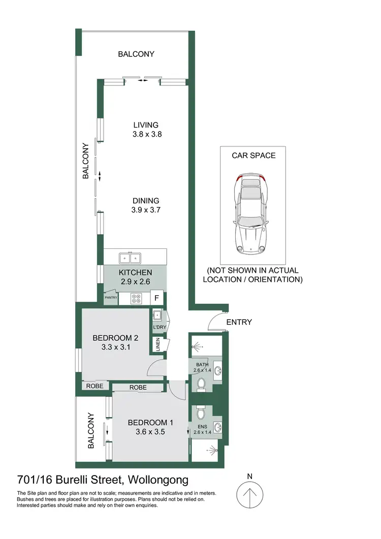 Floorplan of Homely apartment listing, 701/16 Burelli Street, Wollongong NSW 2500