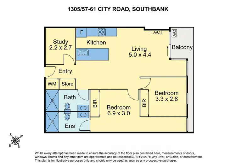 Floorplan of Homely apartment listing, 1305/61 City Road, Southbank VIC 3006