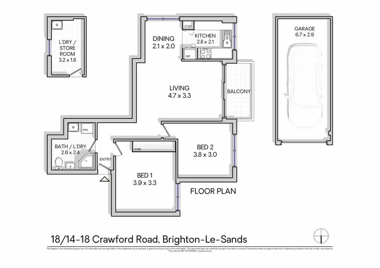 Floorplan of Homely apartment listing, 18/14 Crawford Road, Brighton-Le-Sands NSW 2216