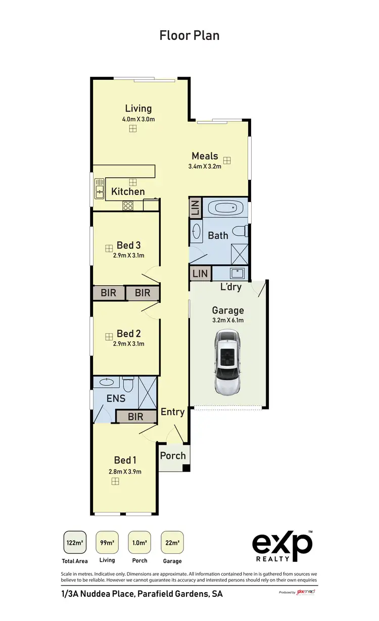 Floorplan of Homely house listing, 1/3A Nuddea Place, Parafield Gardens SA 5107