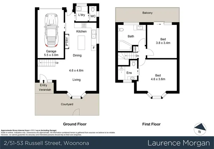 Floorplan of Homely townhouse listing, 2/51-53 Russell Street, Woonona NSW 2517
