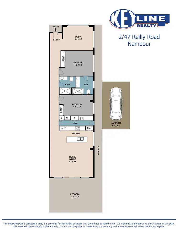 Floorplan of Homely semi-detached listing, 2/47 Reilly Road, Nambour QLD 4560