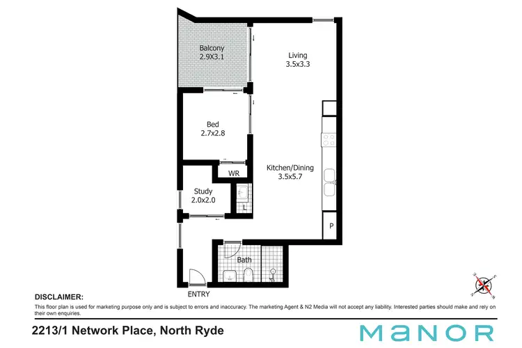 Floorplan of Homely apartment listing, 2213/1 Network Place, North Ryde NSW 2113